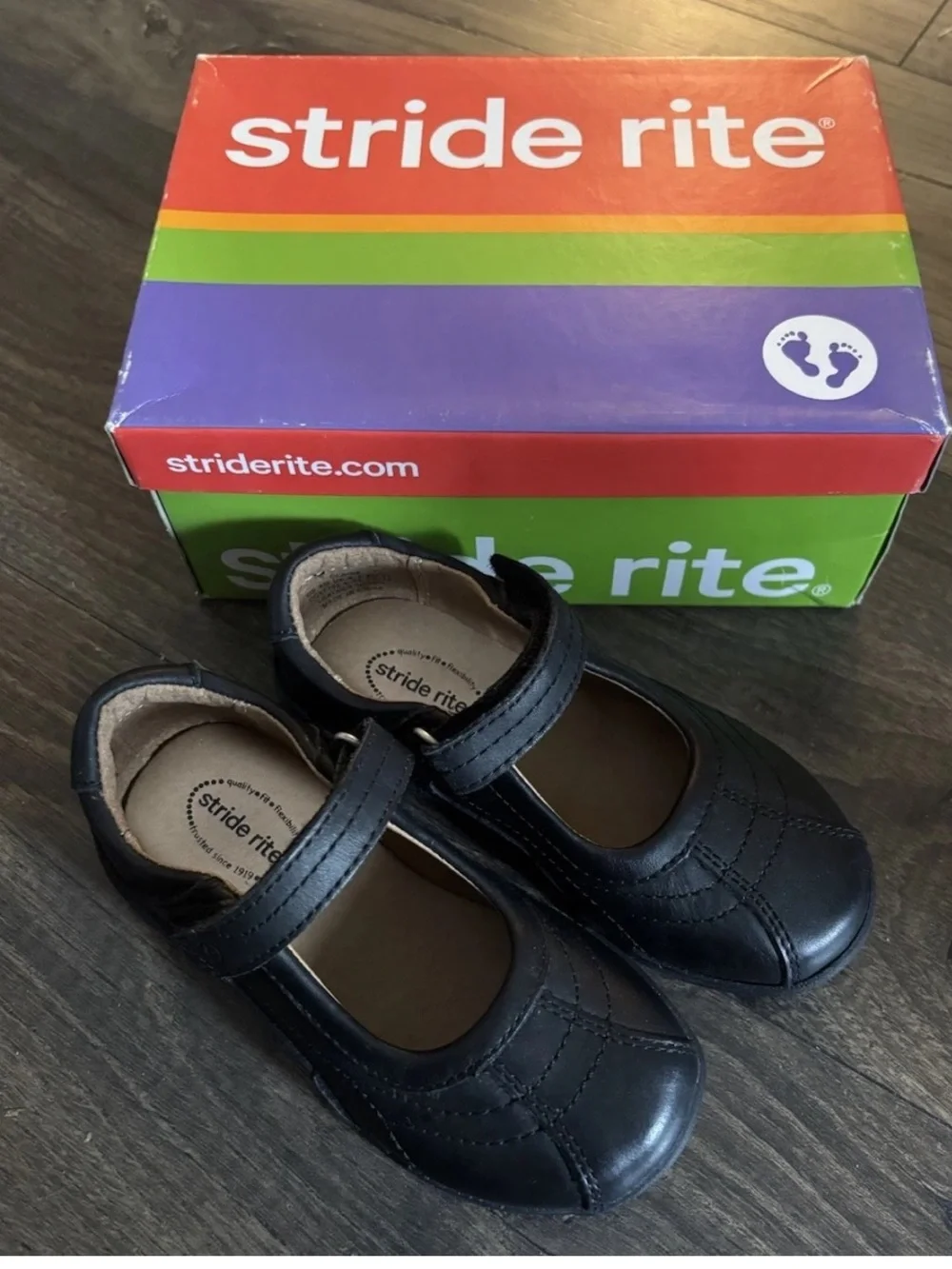 Stride Rite Claire Girls Black Mary Jane Hook-and-Loop Dress Shoes New Size 9